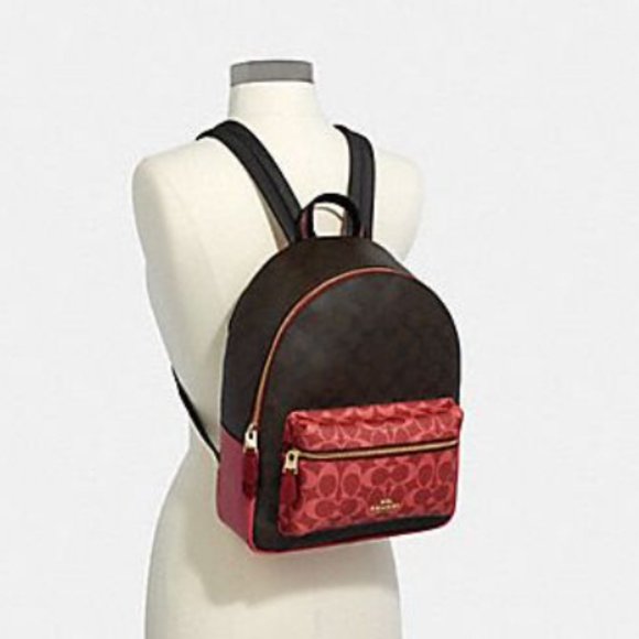 Coach Handbags - Coach Medium Charlie Backpack in Blocked Signature Canvas / 91074